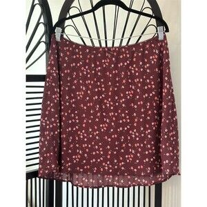 wild fable™ Skirt Womens 2XL Burgundy Ditsy Floral Mini Sheer Mesh Hem